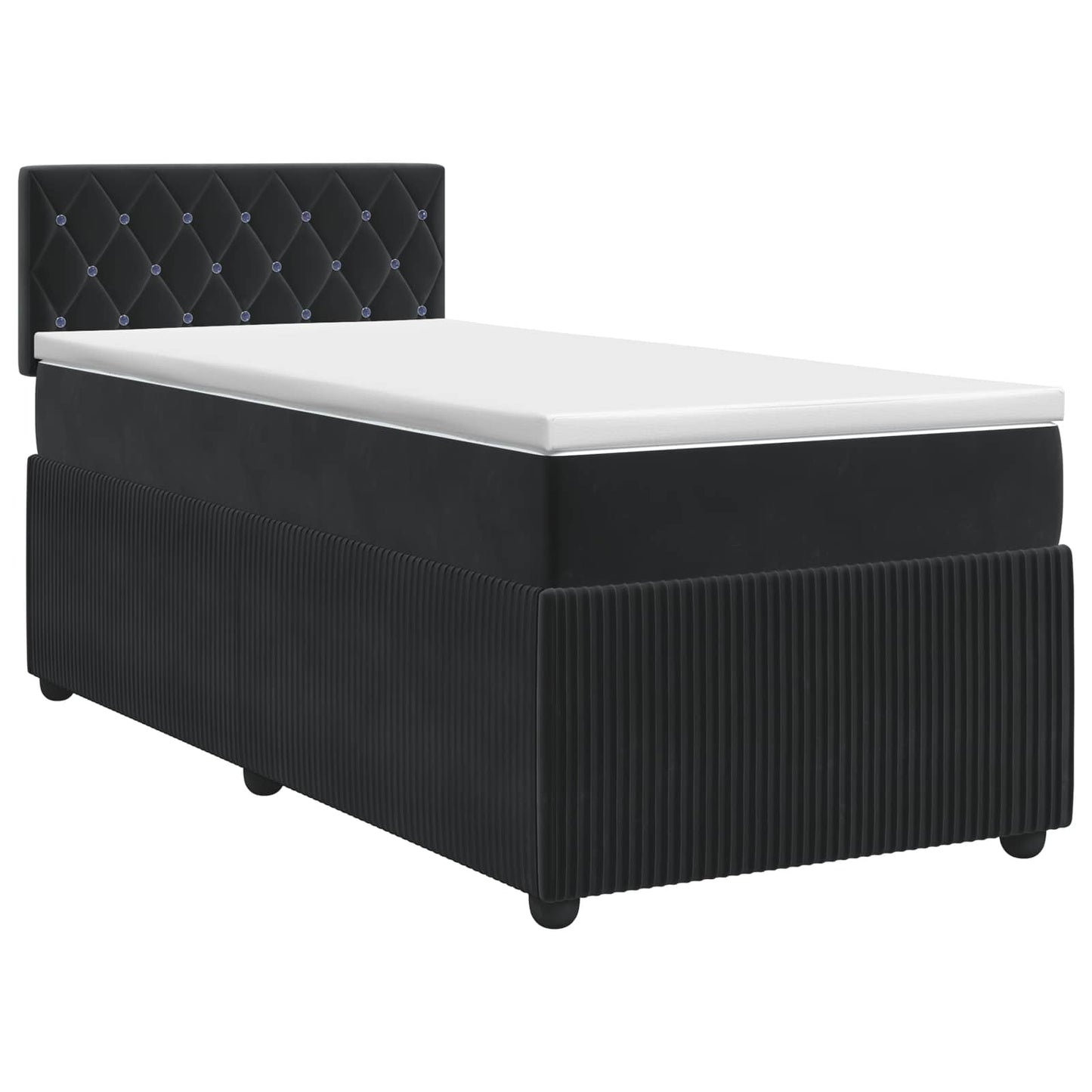 Boxspringbett mit Matratze Schwarz 100 x 200 cm Samt