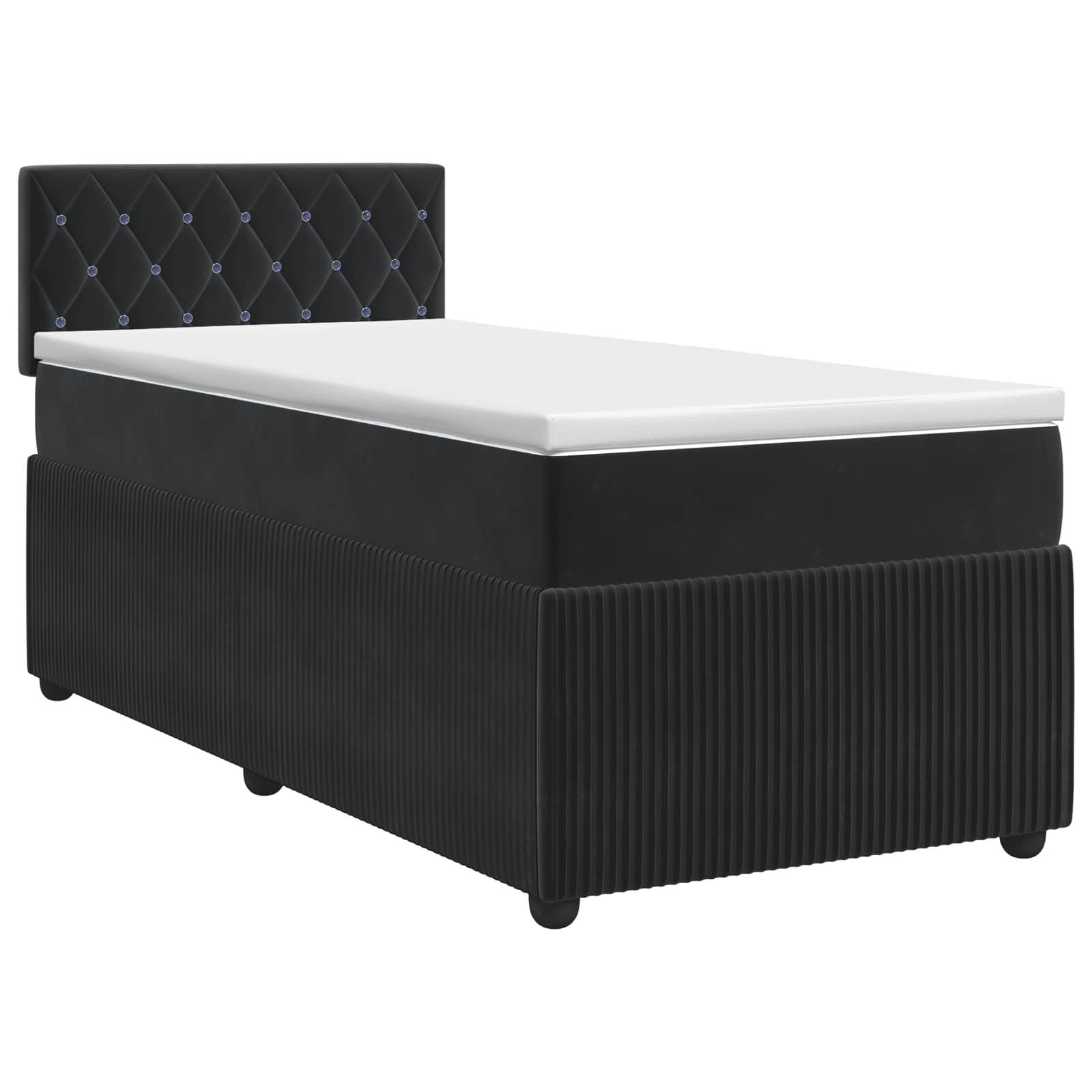 Boxspringbett mit Matratze Schwarz 100 x 200 cm Samt