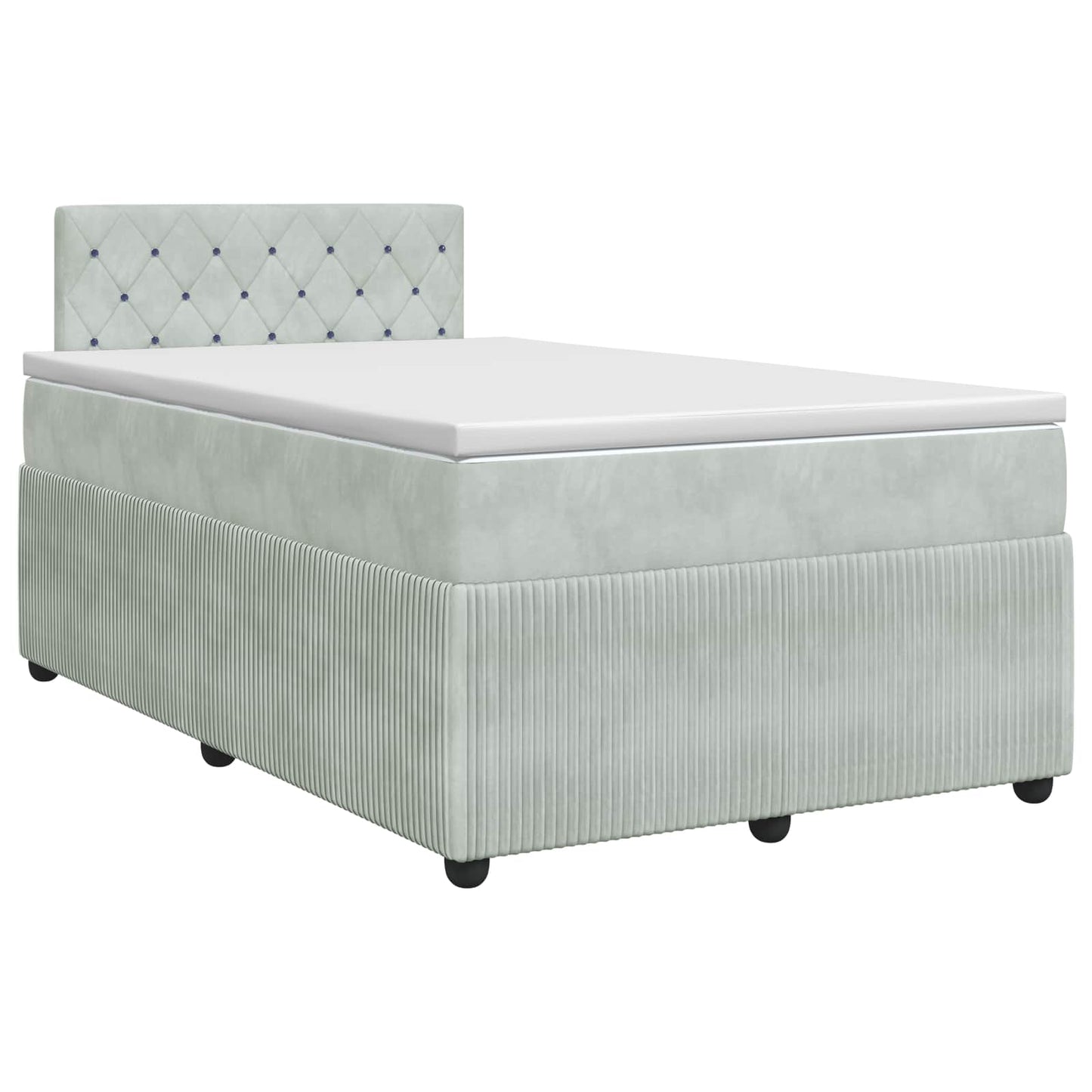 Boxspringbett mit Matratze Hellgrau 120 x 190 cm Samt