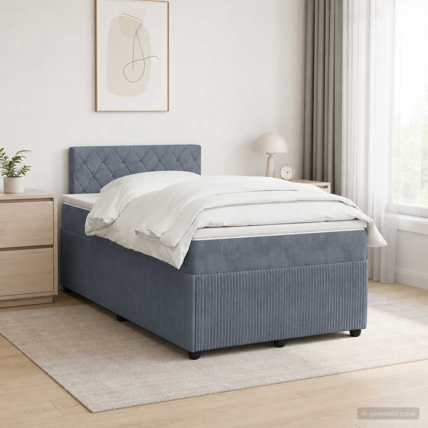 Boxspringbett mit Matratze Dunkelgrau 120 x 190 cm Samt