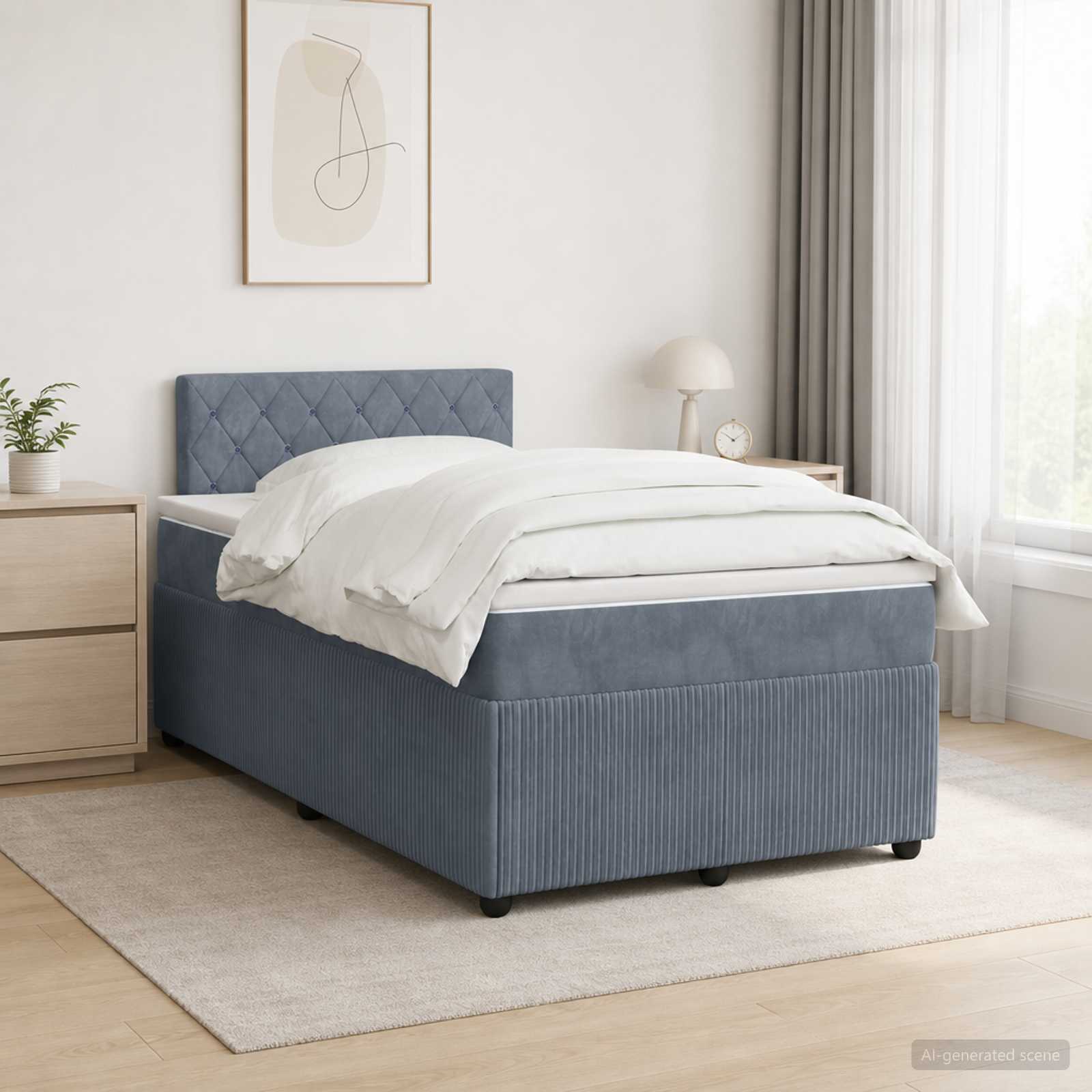 Boxspringbett mit Matratze Dunkelgrau 120 x 190 cm Samt