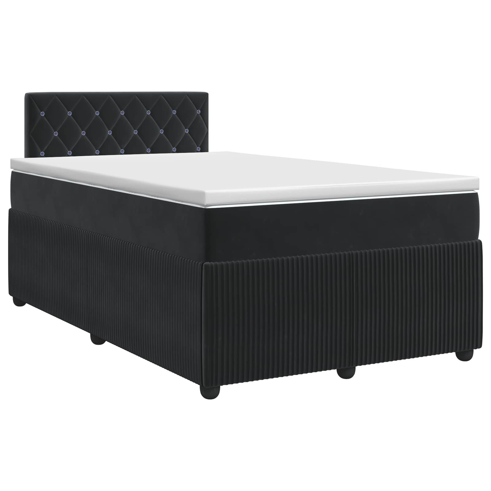 Boxspringbett mit Matratze Schwarz 120 x 190 cm Samt