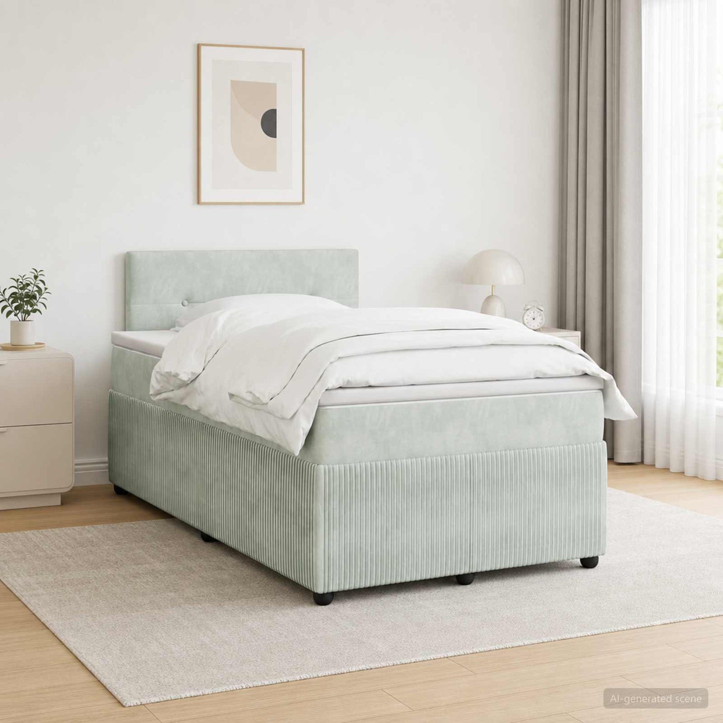 Boxspringbett mit Matratze Hellgrau 120 x 190 cm Samt