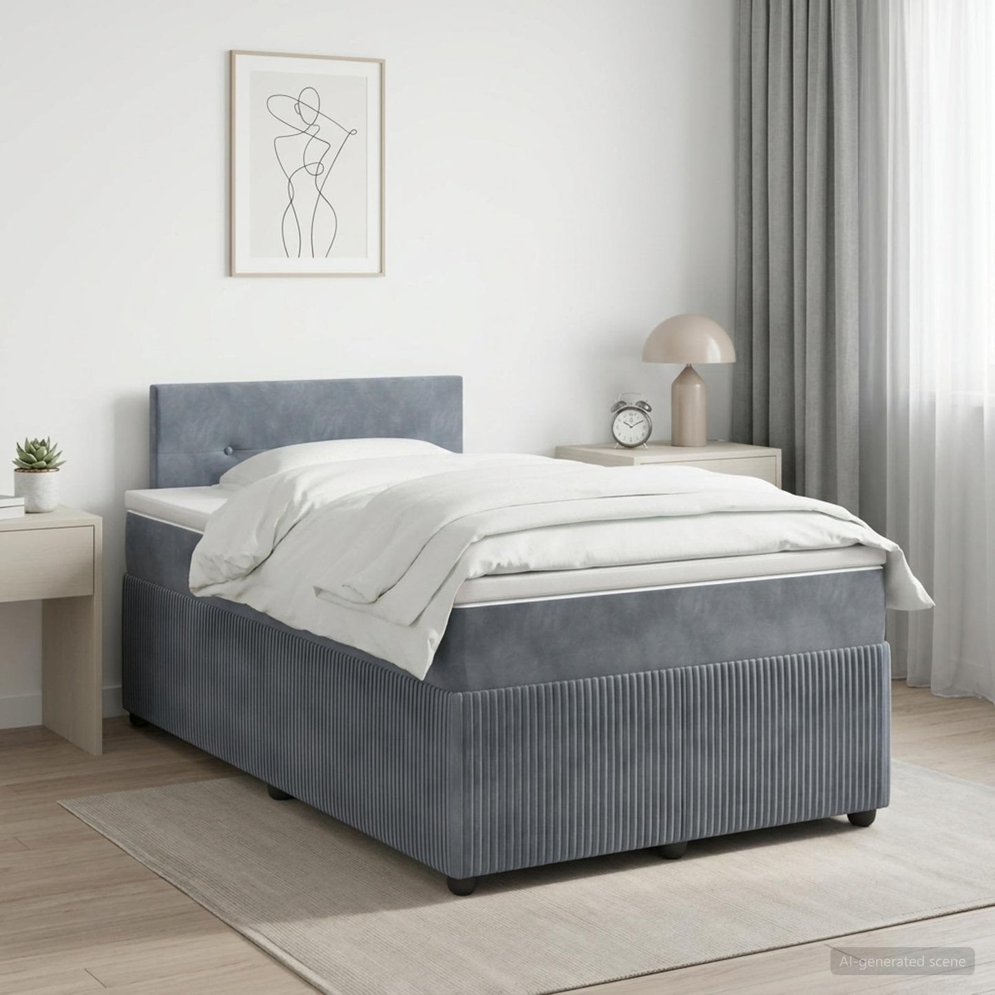 Boxspringbett mit Matratze Dunkelgrau 120 x 190 cm Samt