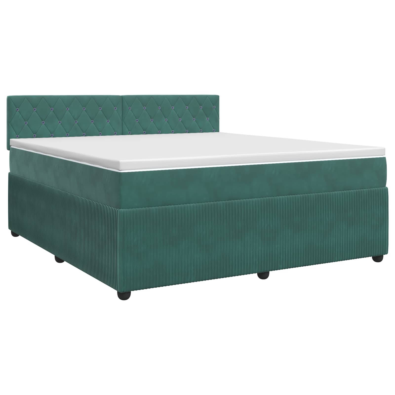 Boxspringbett mit Matratze Dunkelgrün 140 x 190 cm Samt