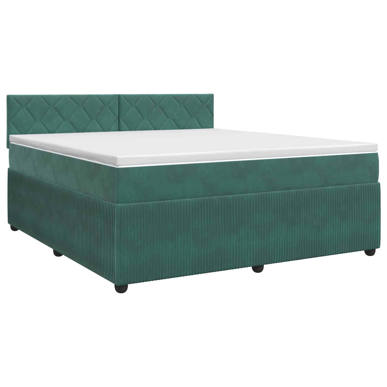Boxspringbett mit Matratze Dunkelgrün 140 x 190 cm Samt