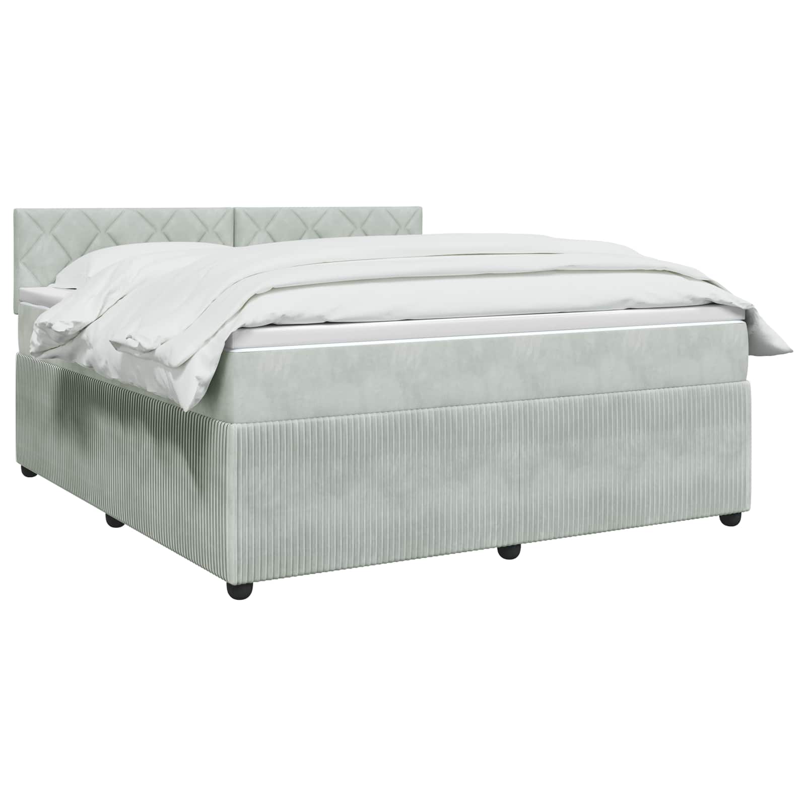 Boxspringbett mit Matratze Hellgrau 140 x 200 cm Samt