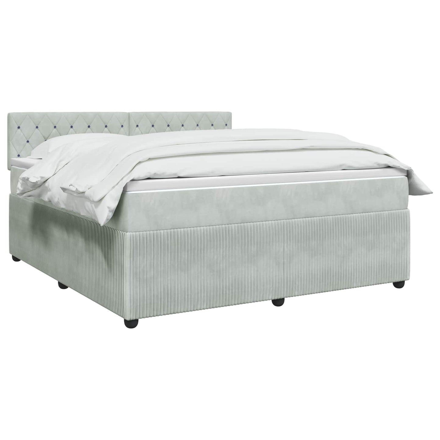 Boxspringbett mit Matratze Hellgrau 160 x 200 cm Samt