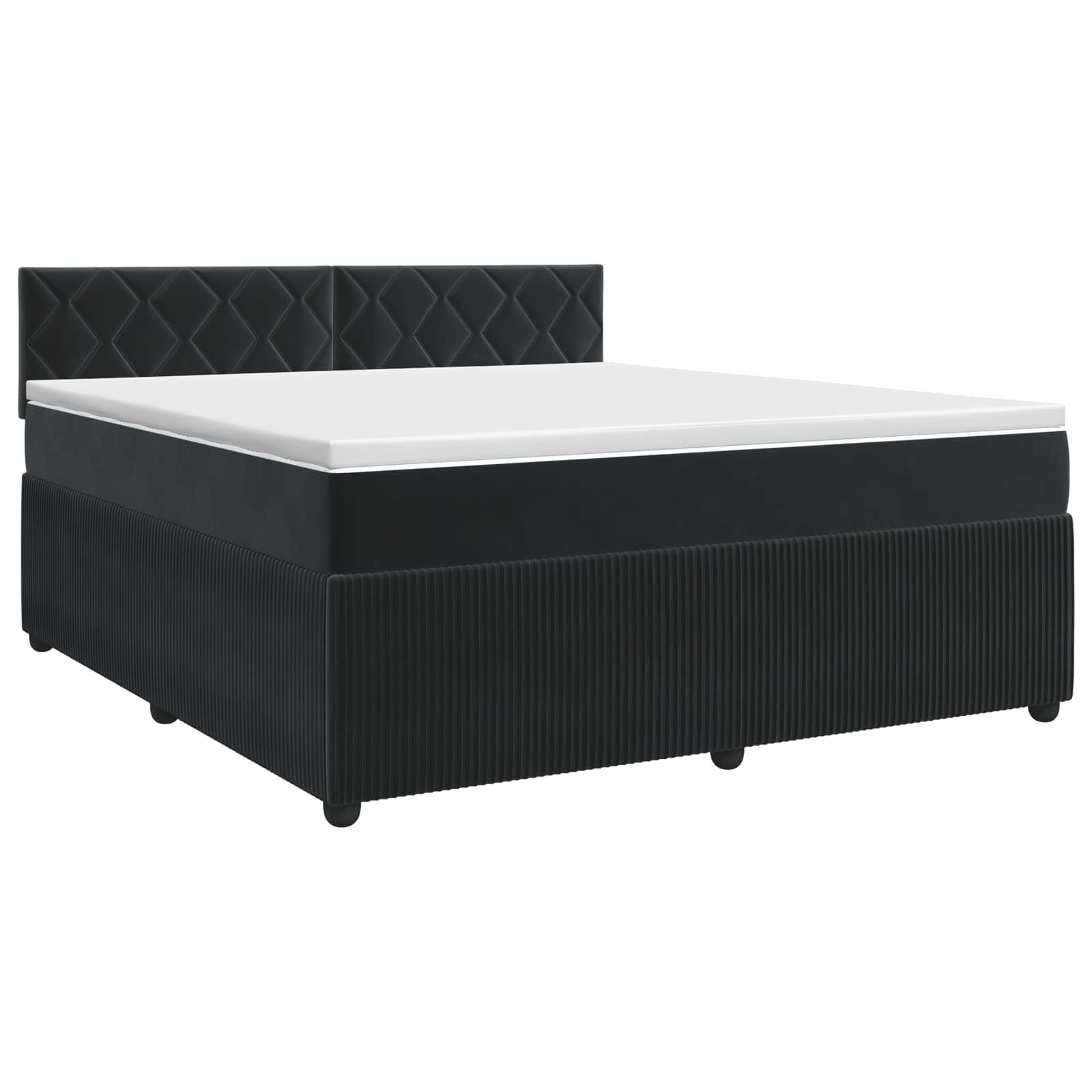Boxspringbett mit Matratze Schwarz 160 x 200 cm Samt