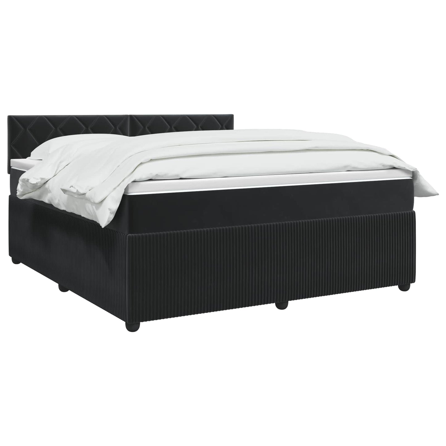 Boxspringbett mit Matratze Schwarz 160 x 200 cm Samt