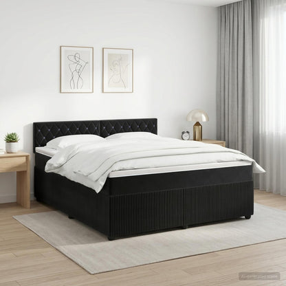 Boxspringbett mit Matratze Schwarz 140 x 200 cm Samt