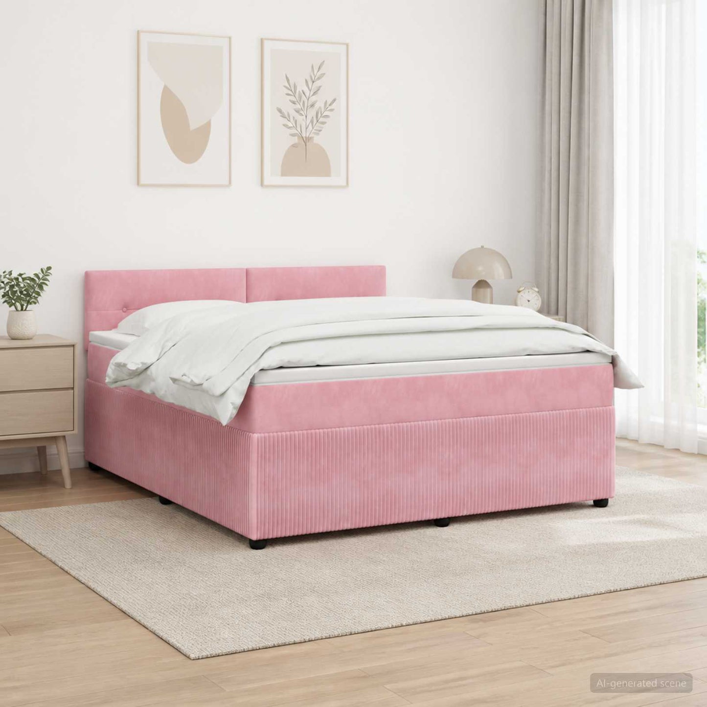 Boxspringbett mit Matratze mit Kopfteil Rosa 180 x 200 cm Samt