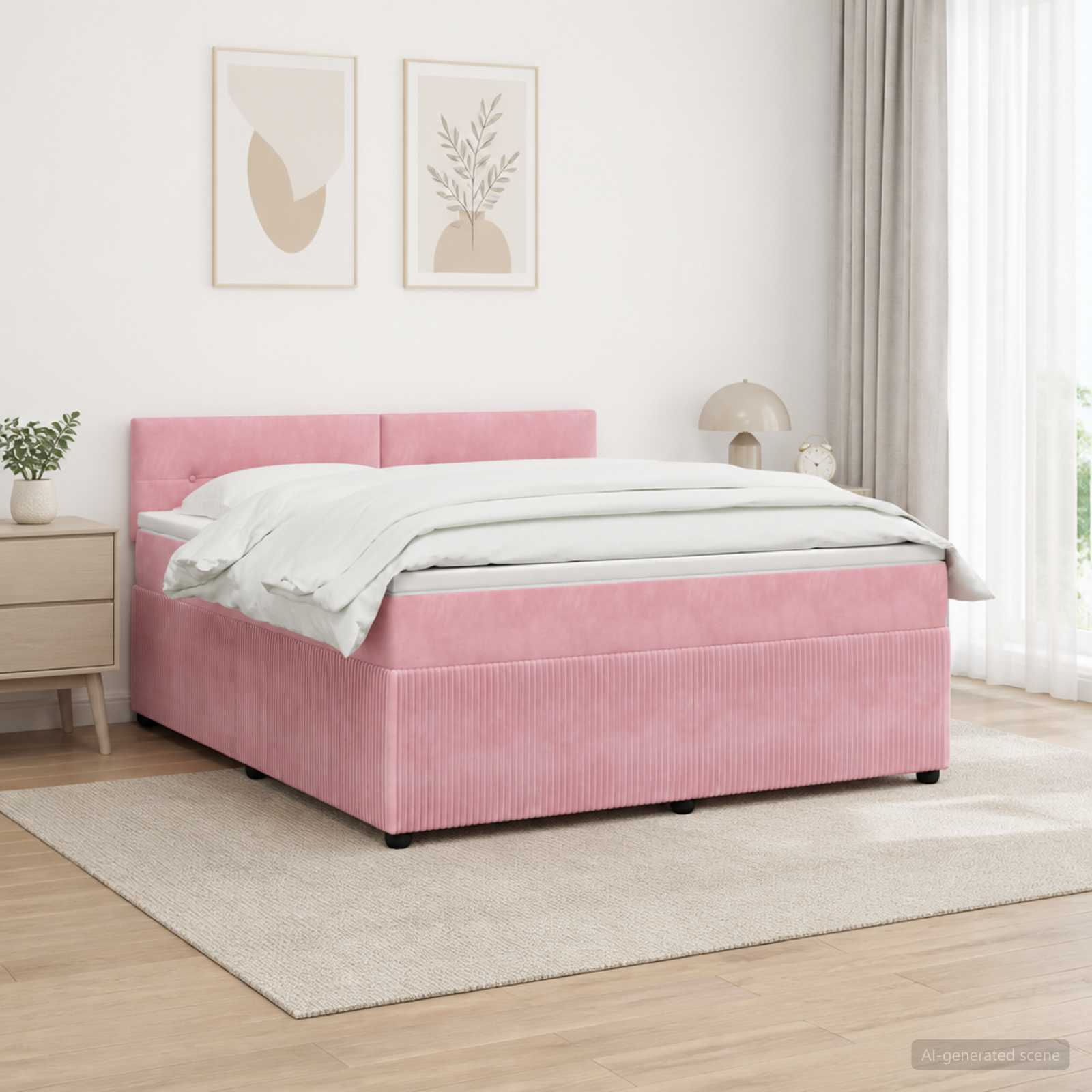 Boxspringbett mit Matratze mit Kopfteil Rosa 180 x 200 cm Samt