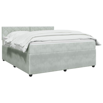 Boxspringbett mit Matratze Hellgrau 180 x 200 cm Samt