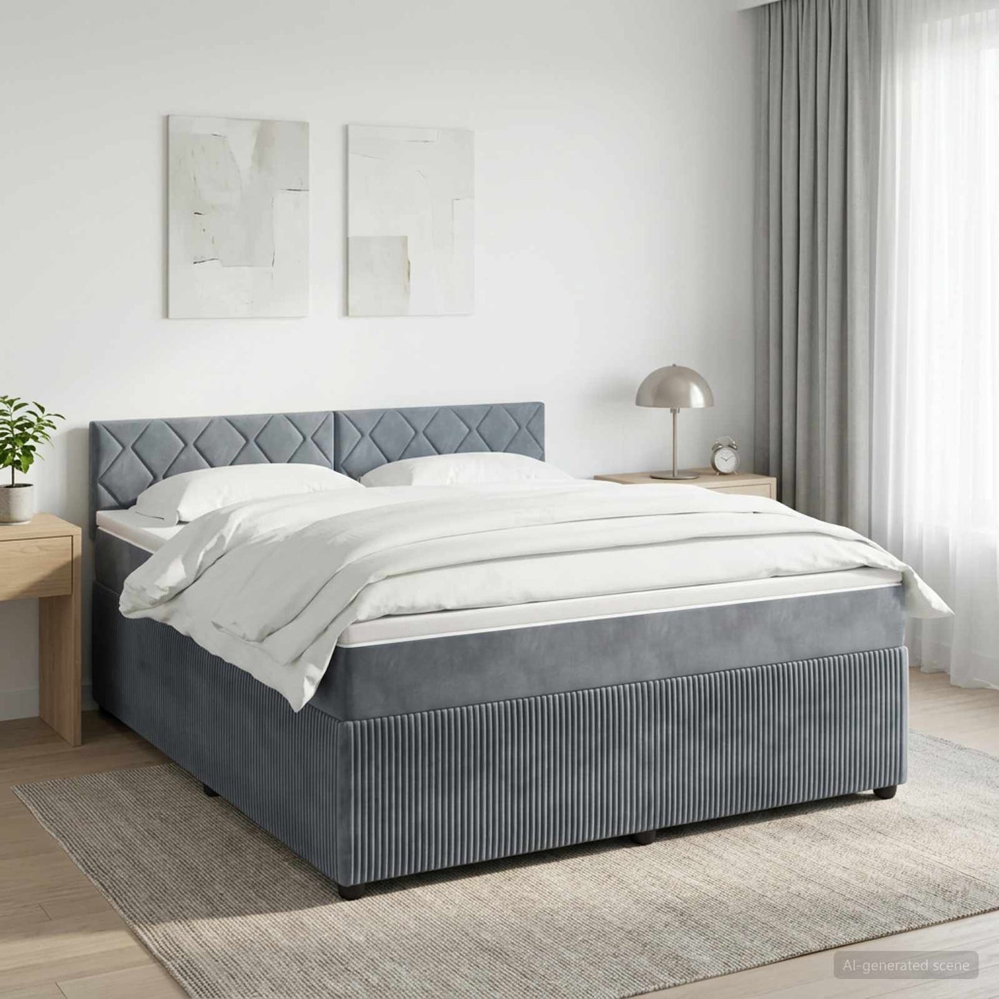 Boxspringbett mit Matratze Dunkelgrau 160 x 200 cm Samt