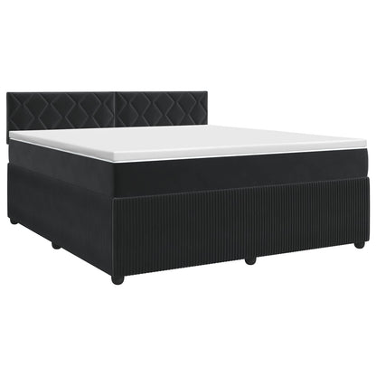 Boxspringbett mit Matratze Schwarz 180 x 200 cm Samt