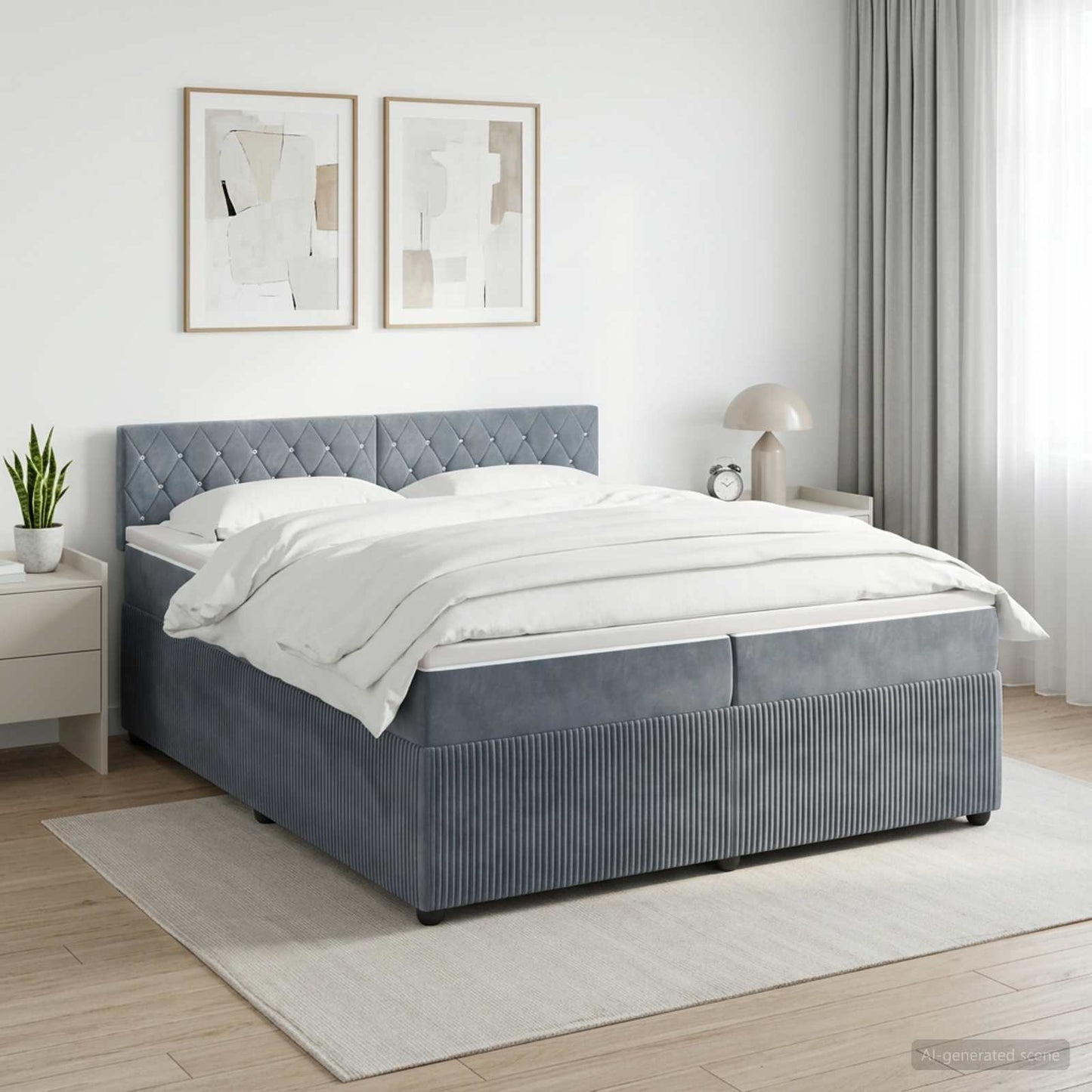 Boxspringbett mit Matratze Dunkelgrau 200 x 200 cm Samt