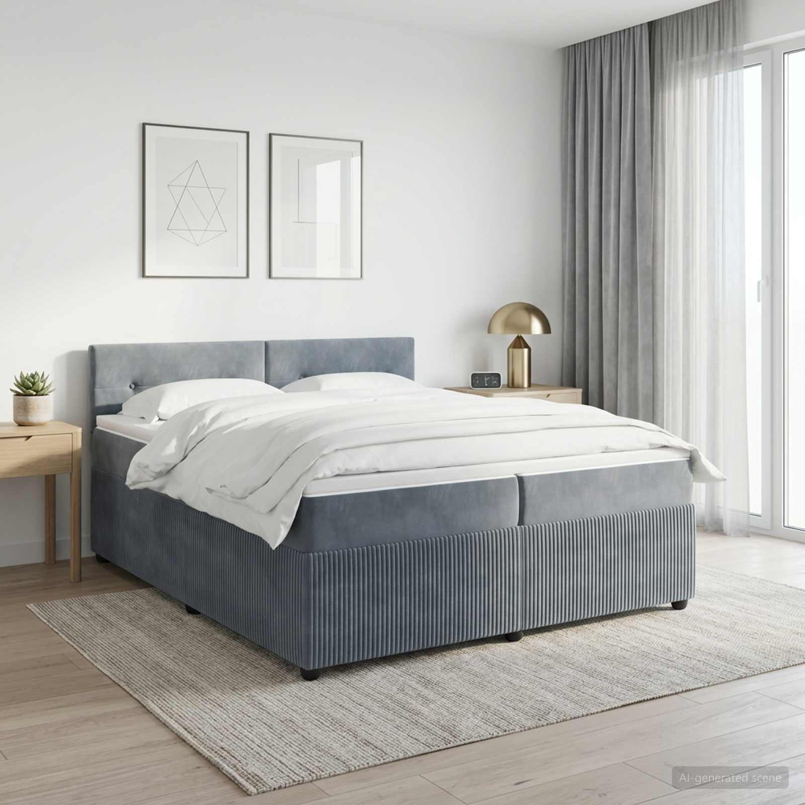 Boxspringbett mit Matratze Dunkelgrau 200 x 200 cm Samt