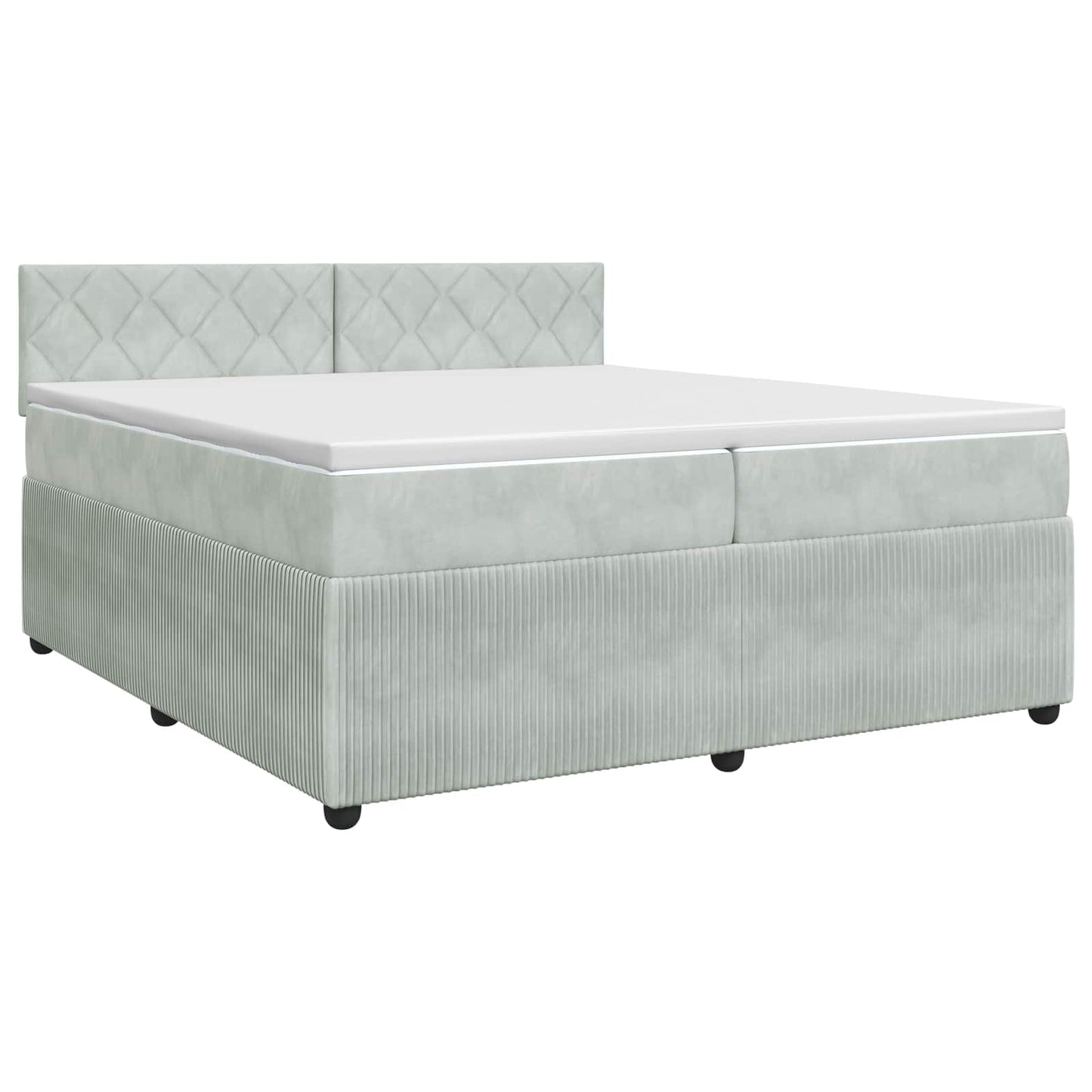 Boxspringbett mit Matratze Hellgrau 200 x 200 cm Samt