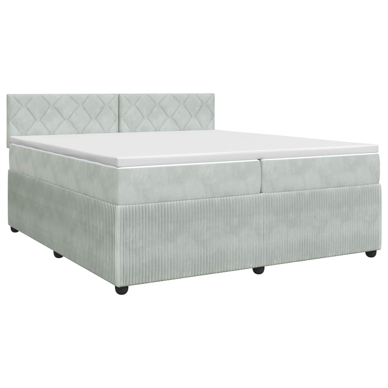 Boxspringbett mit Matratze Hellgrau 200 x 200 cm Samt