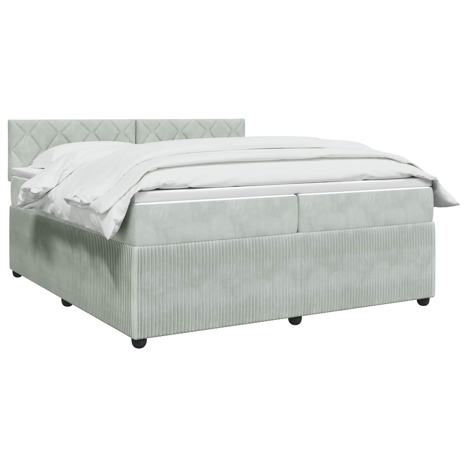 Boxspringbett mit Matratze Hellgrau 200 x 200 cm Samt