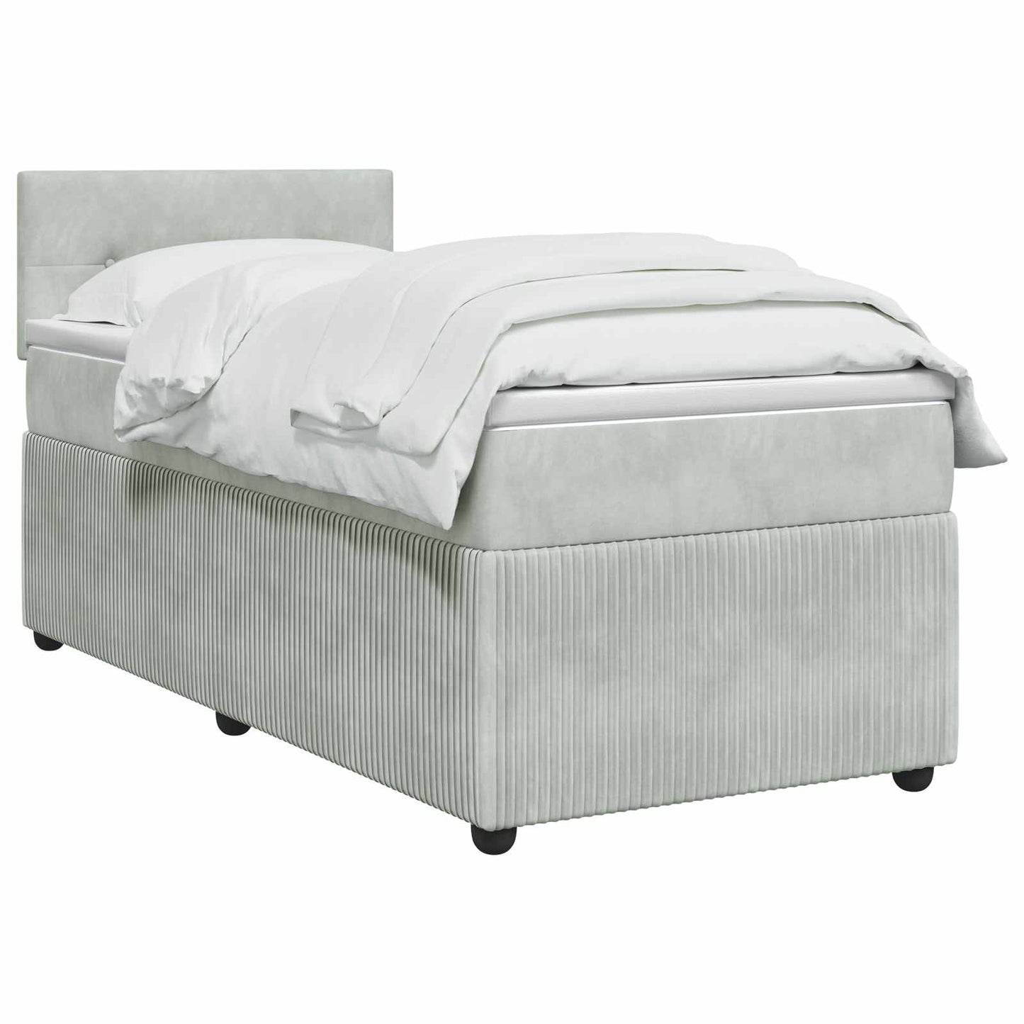Boxspringbett mit Matratze Hellgrau 90 x 190 cm Samt