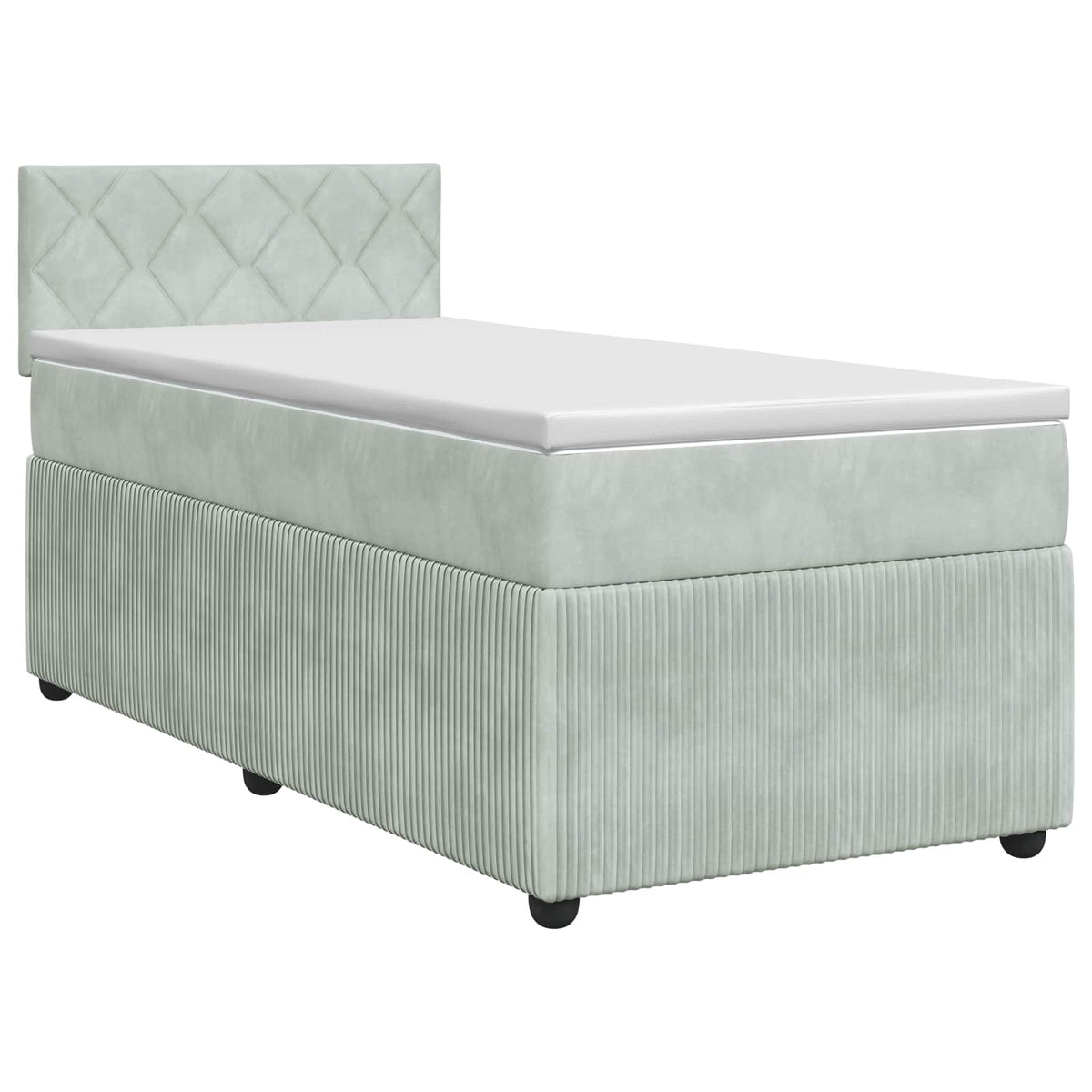 Boxspringbett mit Matratze Hellgrau 90 x 190 cm Samt