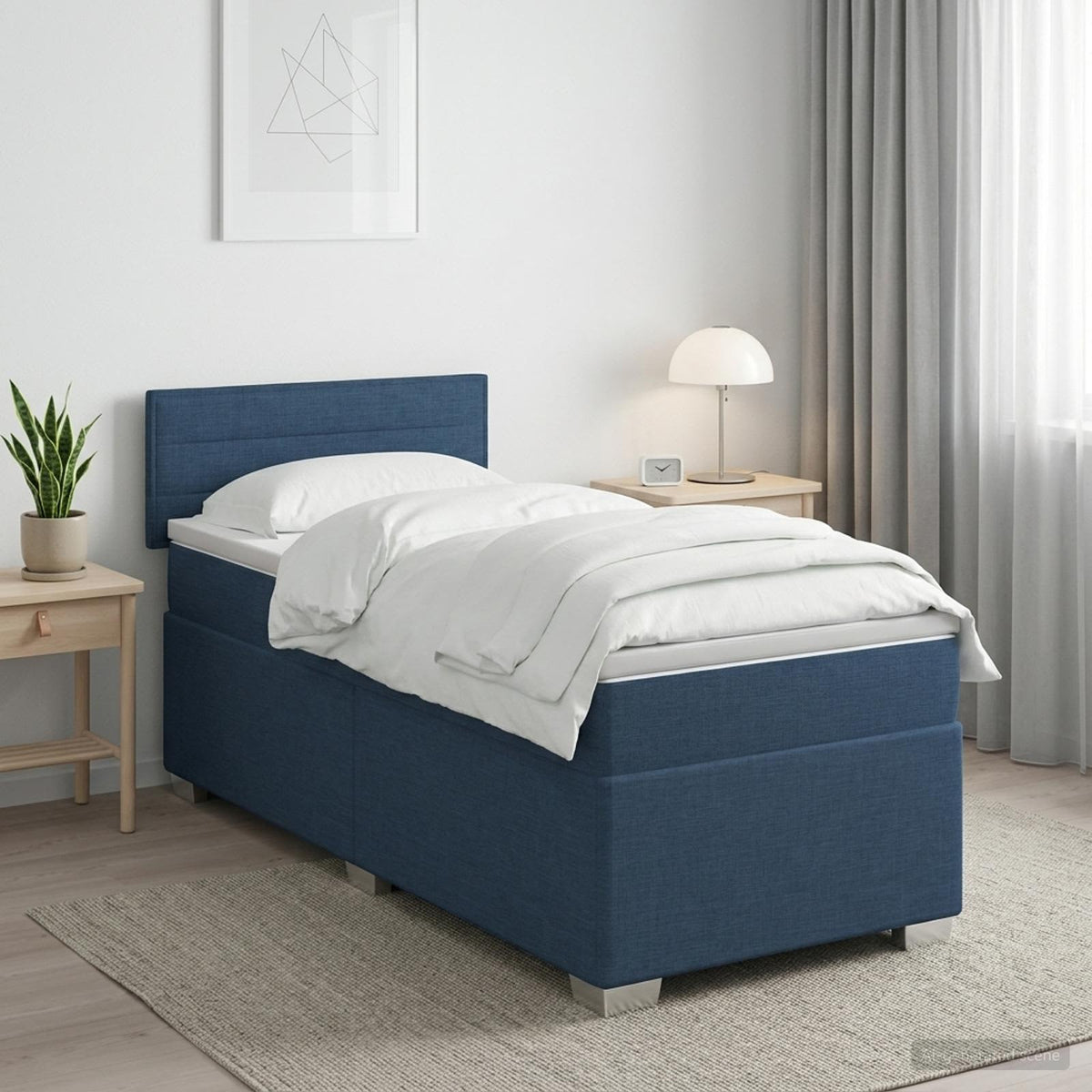 Boxspringbett mit Matratze und LED Creme 90 x 200 cm Stoff