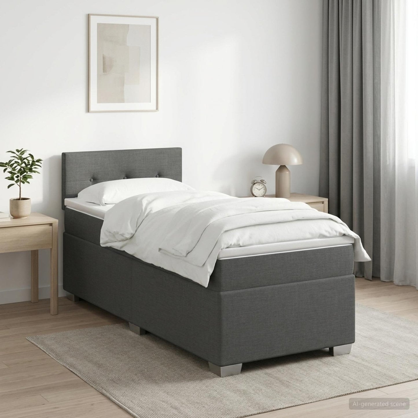 Boxspringbett mit Matratze und LED Dunkelgrau 100 x 200 cm