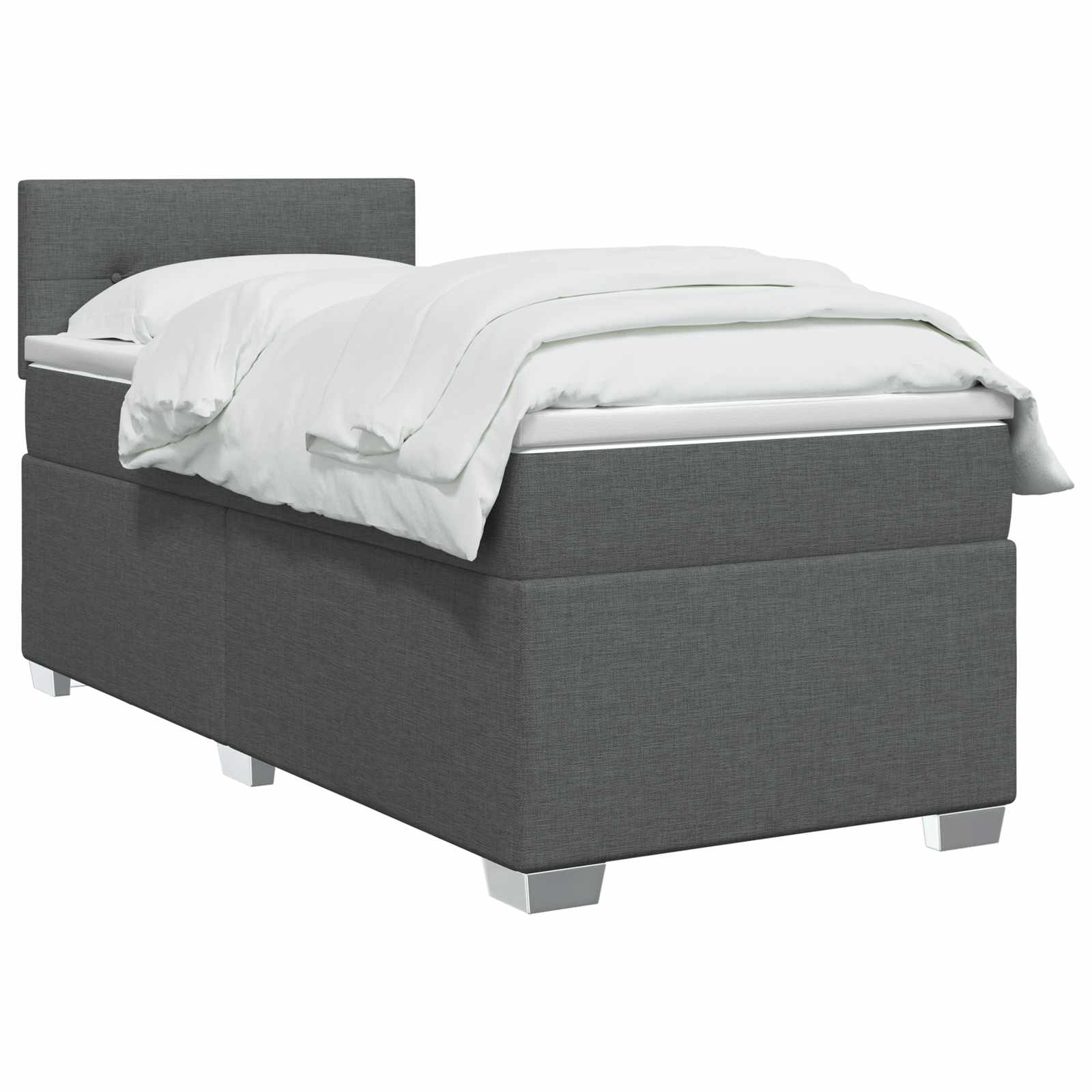 Boxspringbett mit Matratze und LED Dunkelgrau 80 x 200 cm Stoff