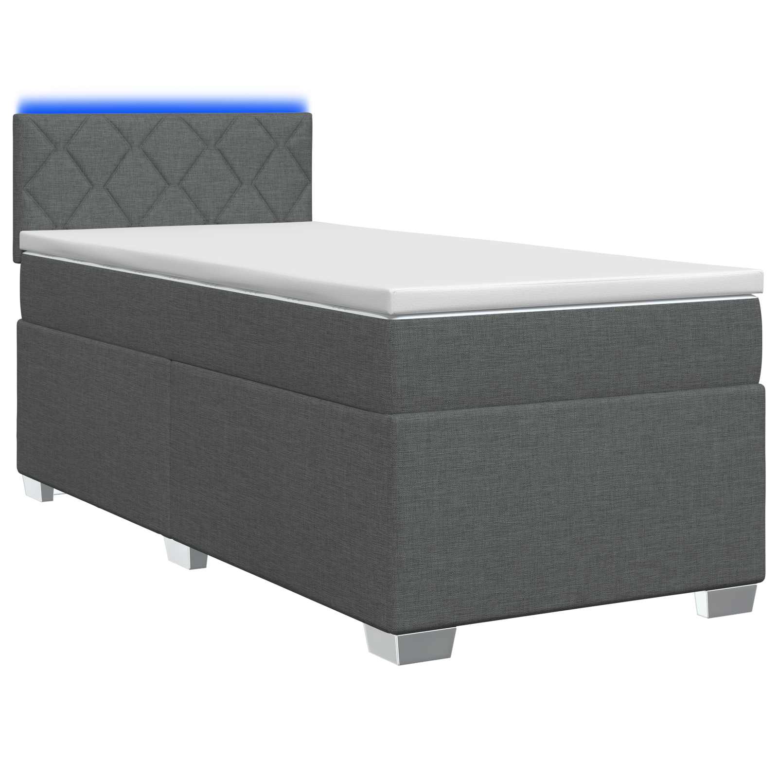Boxspringbett mit Matratze und LED Dunkelgrau 80 x 200 cm Stoff