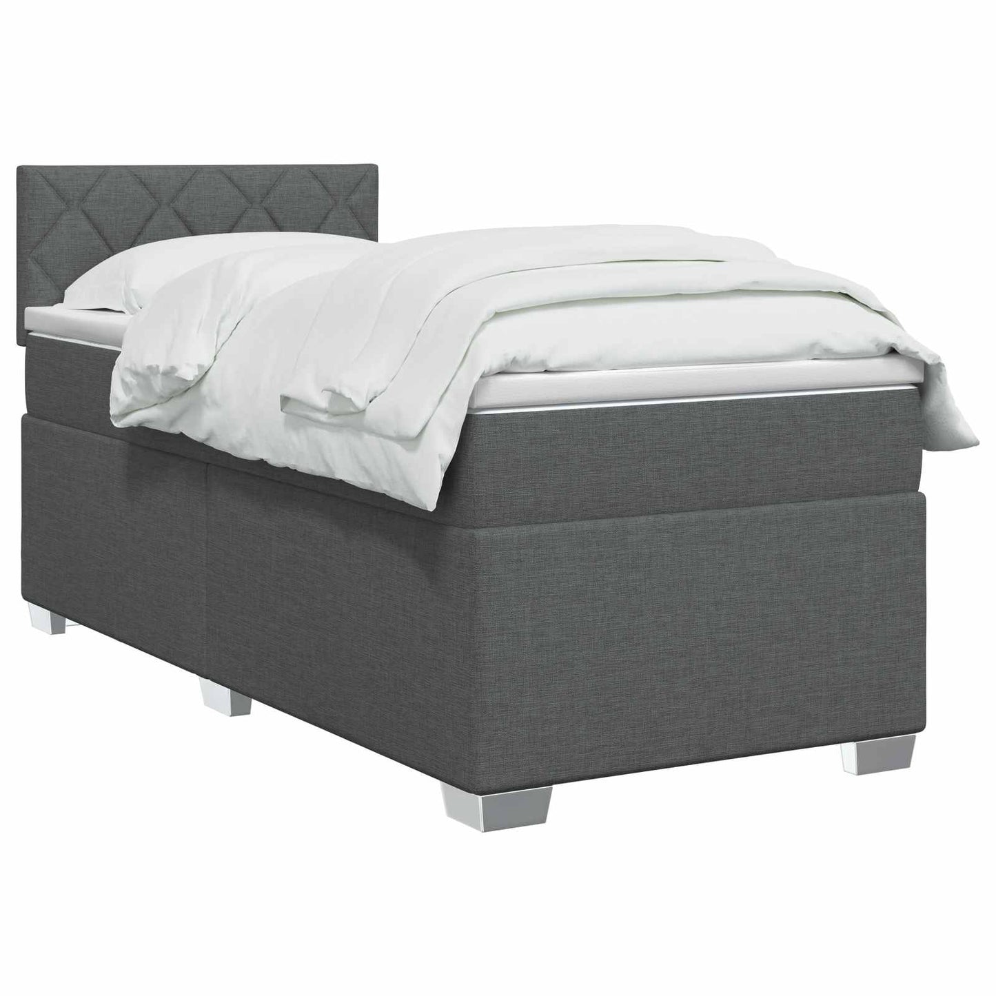Boxspringbett mit Matratze und LED Dunkelgrau 80 x 200 cm Stoff