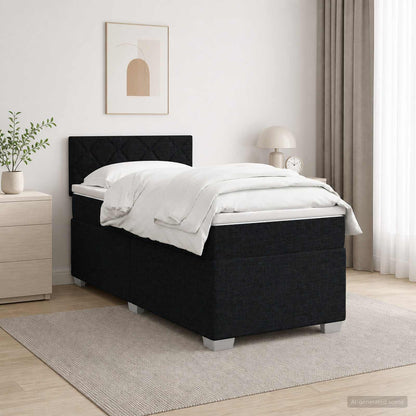 Boxspringbett mit Matratze und LED Schwarz 80 x 200 cm Stoff
