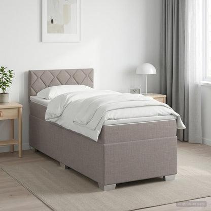 Boxspringbett mit Matratze und LED Taupe 90 x 200 cm Stoff