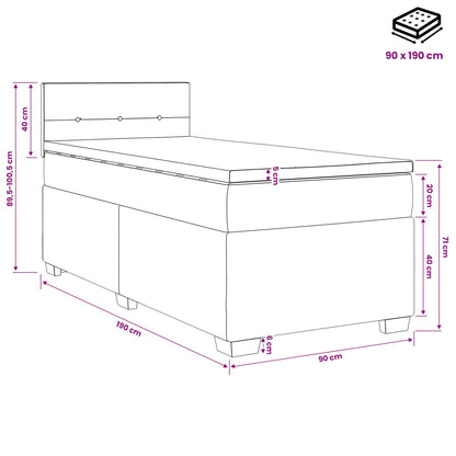 Boxspringbett mit Matratze und LED Hellgrau 90 x 190 cm Stoff