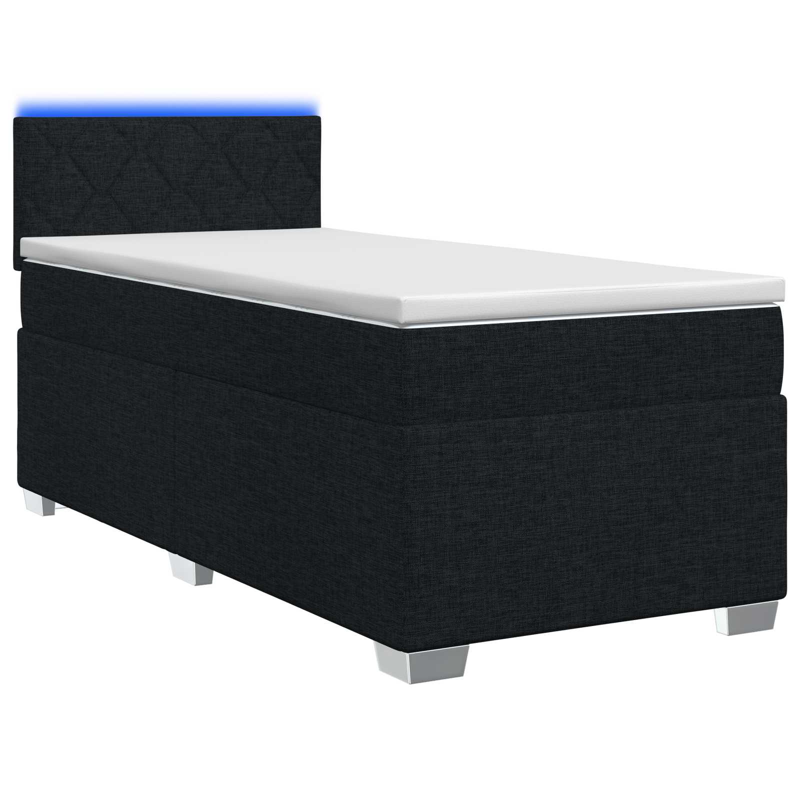 Boxspringbett mit Matratze und LED Schwarz 90 x 190 cm Stoff