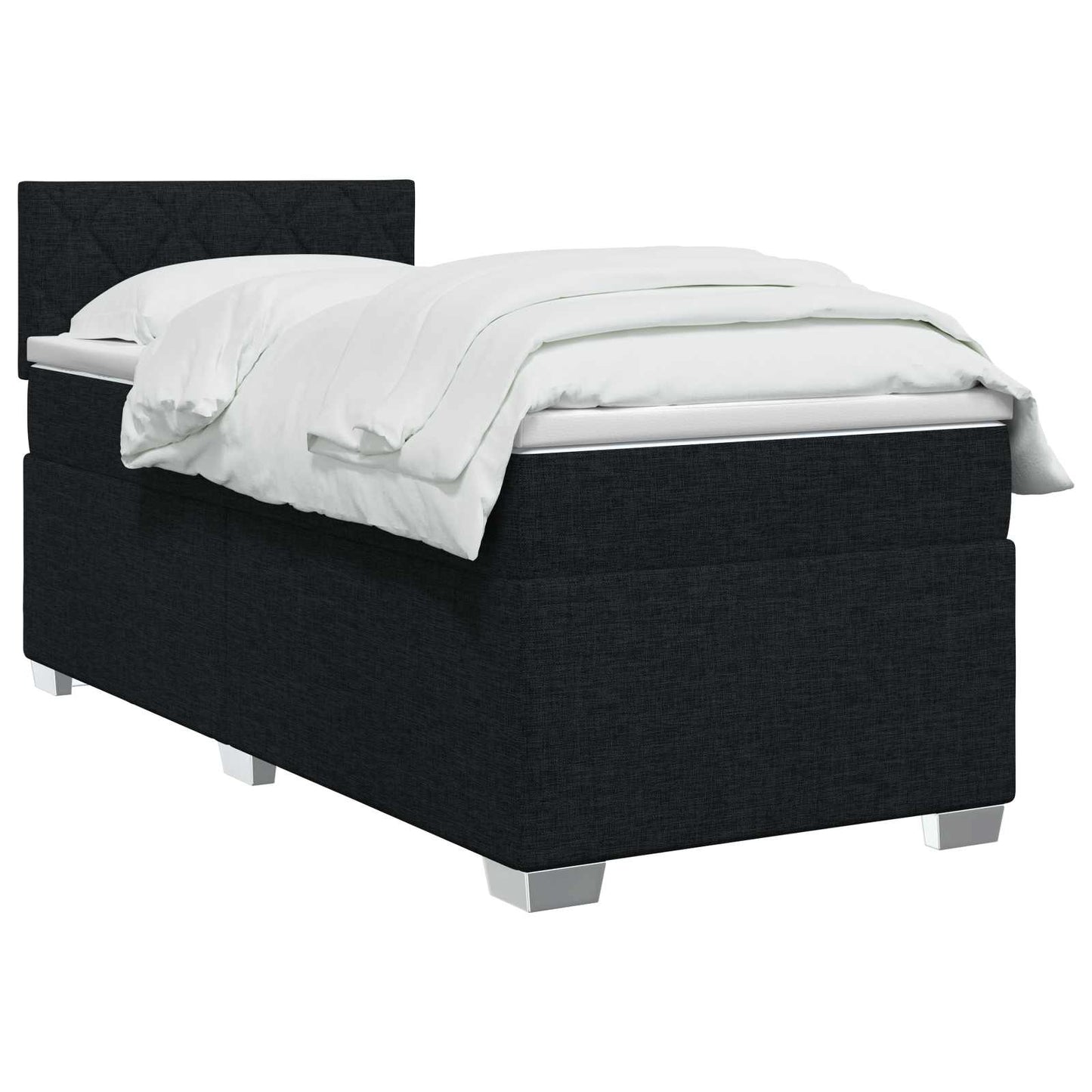 Boxspringbett mit Matratze und LED Schwarz 90 x 190 cm Stoff