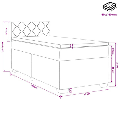 Boxspringbett mit Matratze und LED Schwarz 90 x 190 cm Stoff