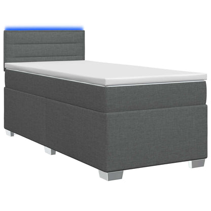 Boxspringbett mit Matratze und LED Dunkelgrau 90 x 200 cm Stoff