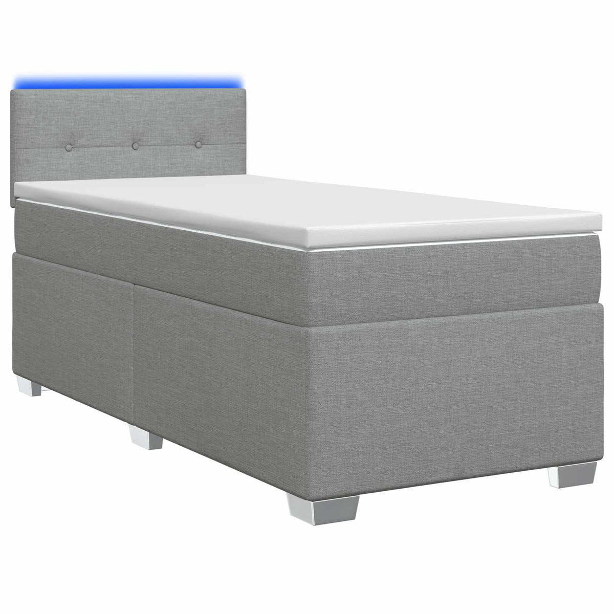 Boxspringbett mit Matratze und LED Hellgrau 90 x 200 cm Stoff
