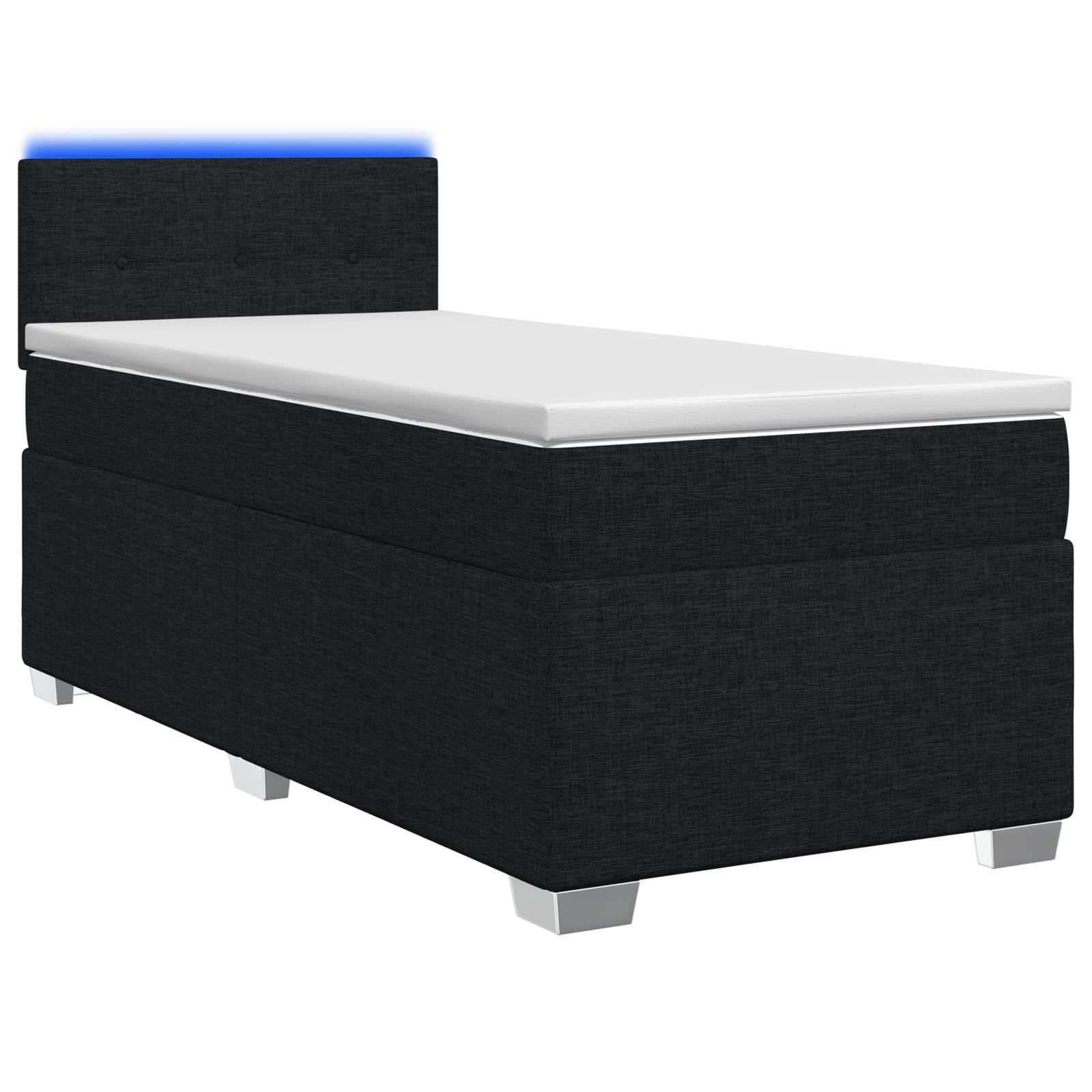 Boxspringbett mit Matratze und LED Schwarz 90 x 200 cm Stoff