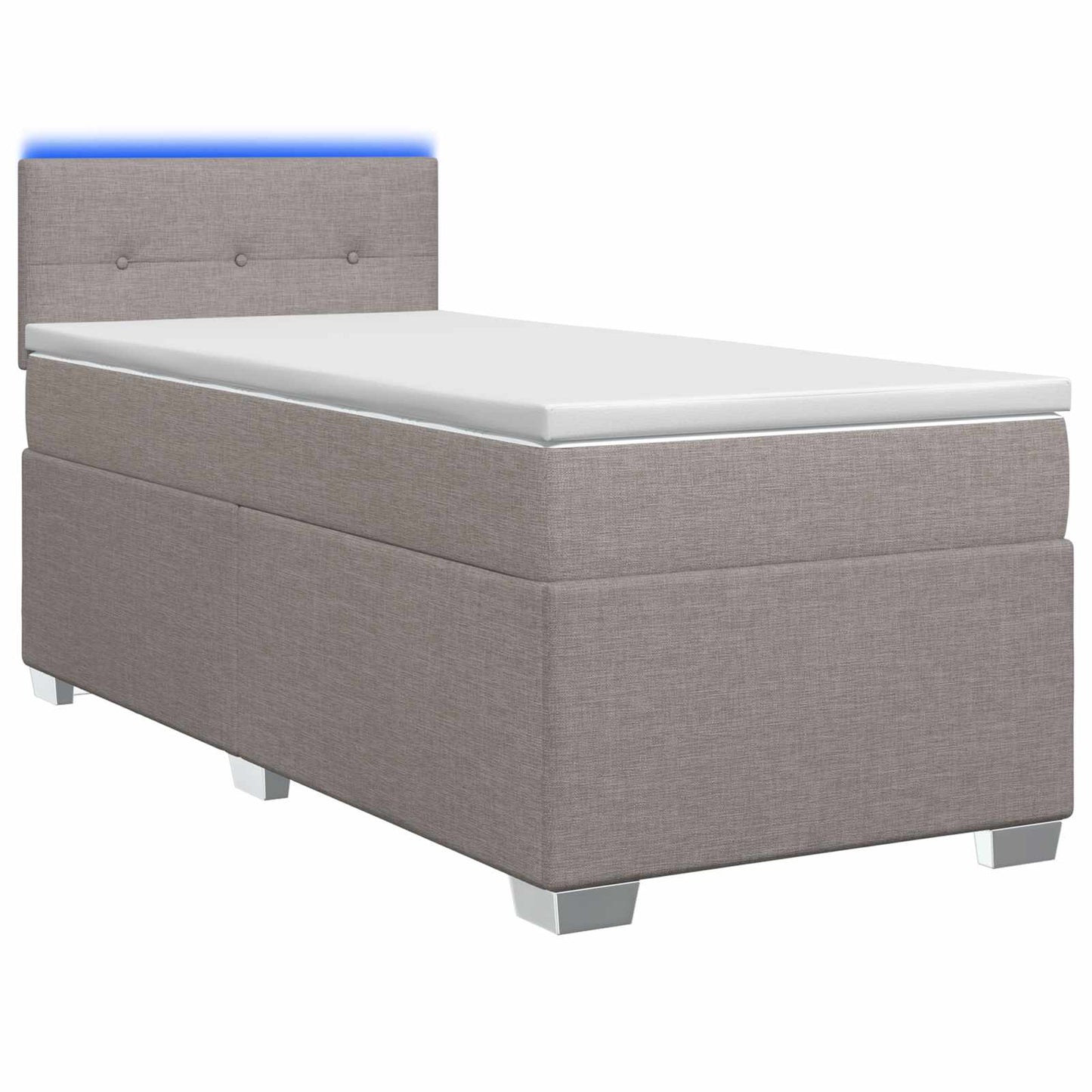 Boxspringbett mit Matratze und LED Taupe 90 x 200 cm Stoff