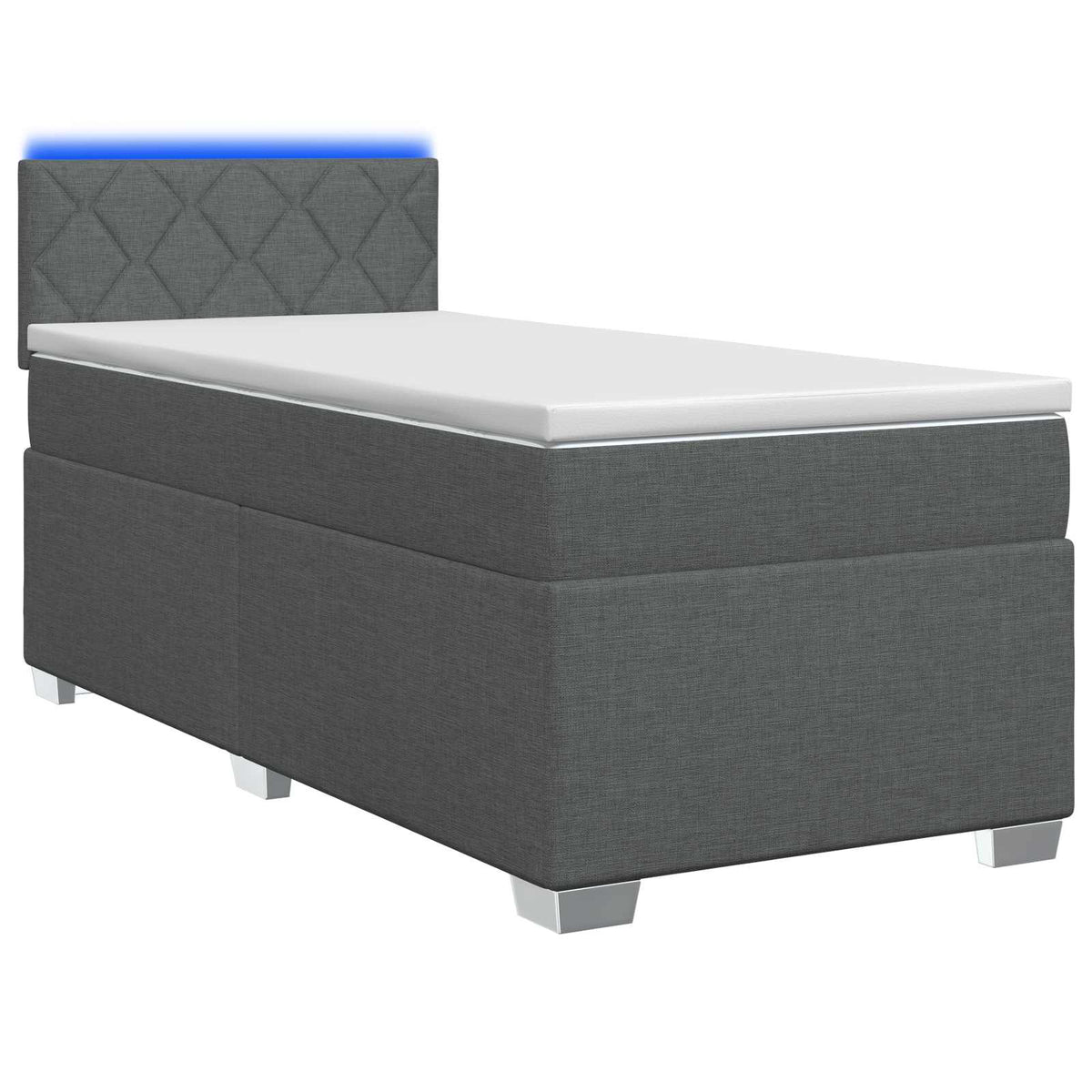 Boxspringbett mit Matratze und LED Dunkelgrau 90 x 200 cm Stoff