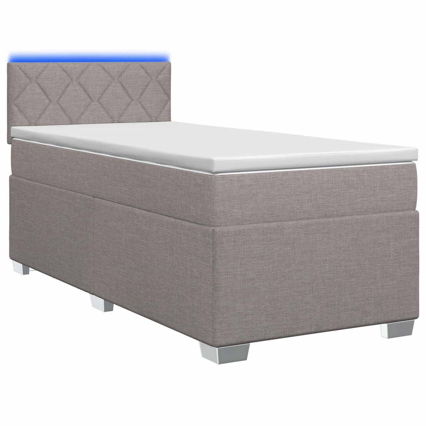 Boxspringbett mit Matratze und LED Taupe 90 x 200 cm Stoff