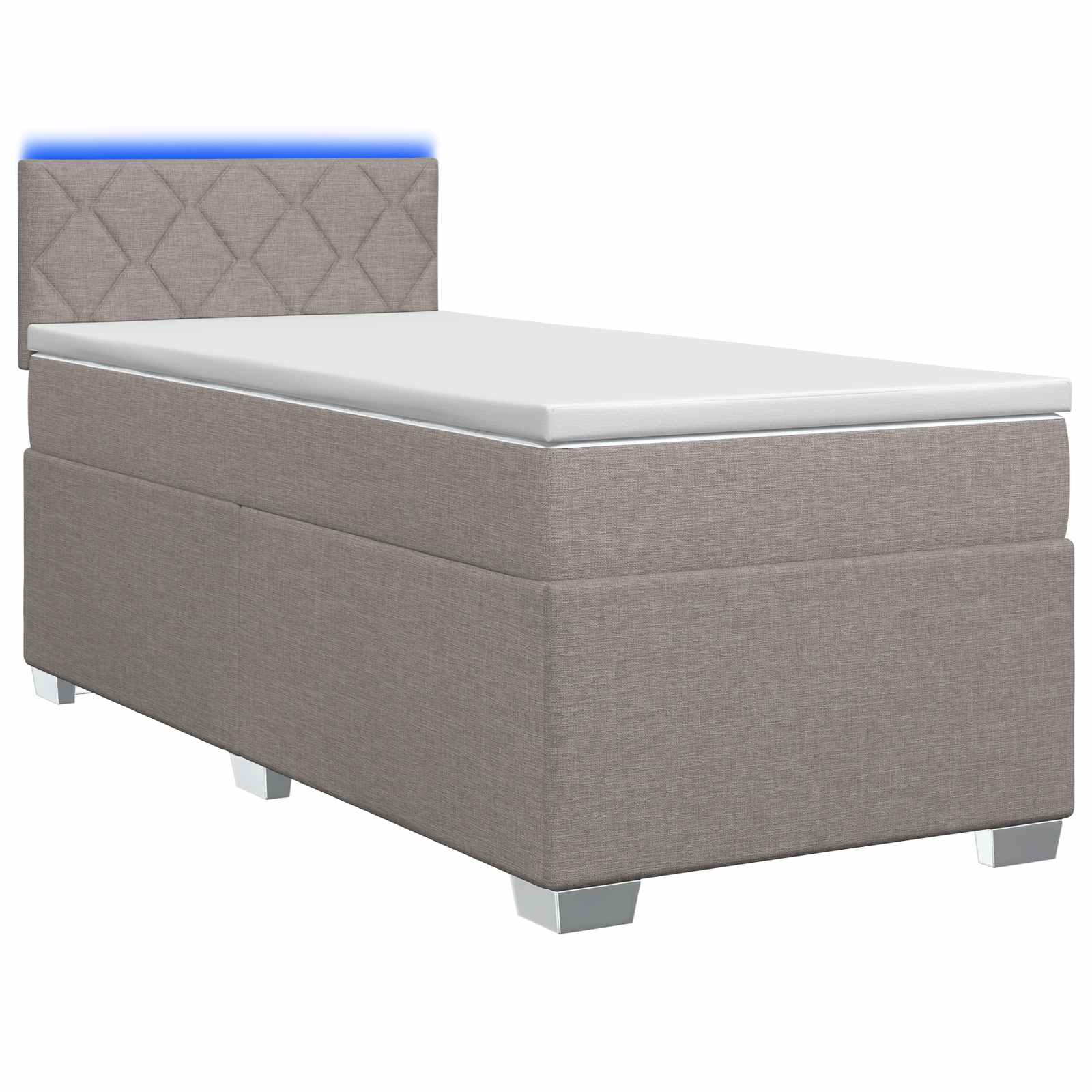 Boxspringbett mit Matratze und LED Taupe 90 x 200 cm Stoff
