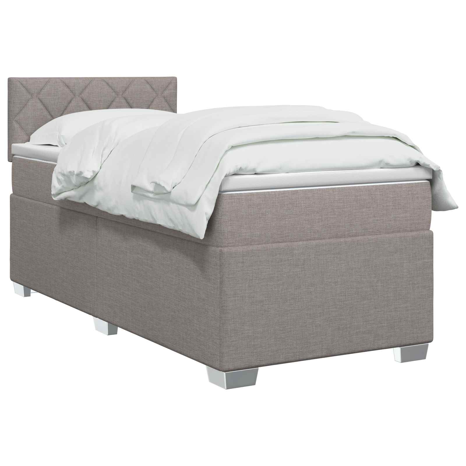 Boxspringbett mit Matratze und LED Taupe 90 x 200 cm Stoff