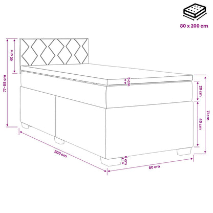 Boxspringbett mit Matratze und LED Taupe 90 x 200 cm Stoff