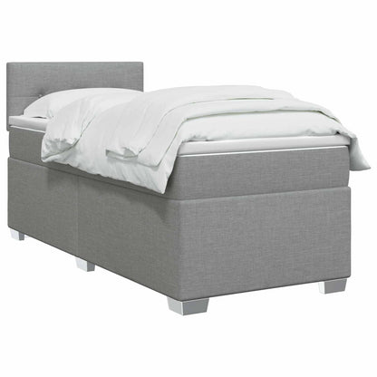 Boxspringbett mit Matratze und LED Hellgrau 100 x 200 cm Stoff