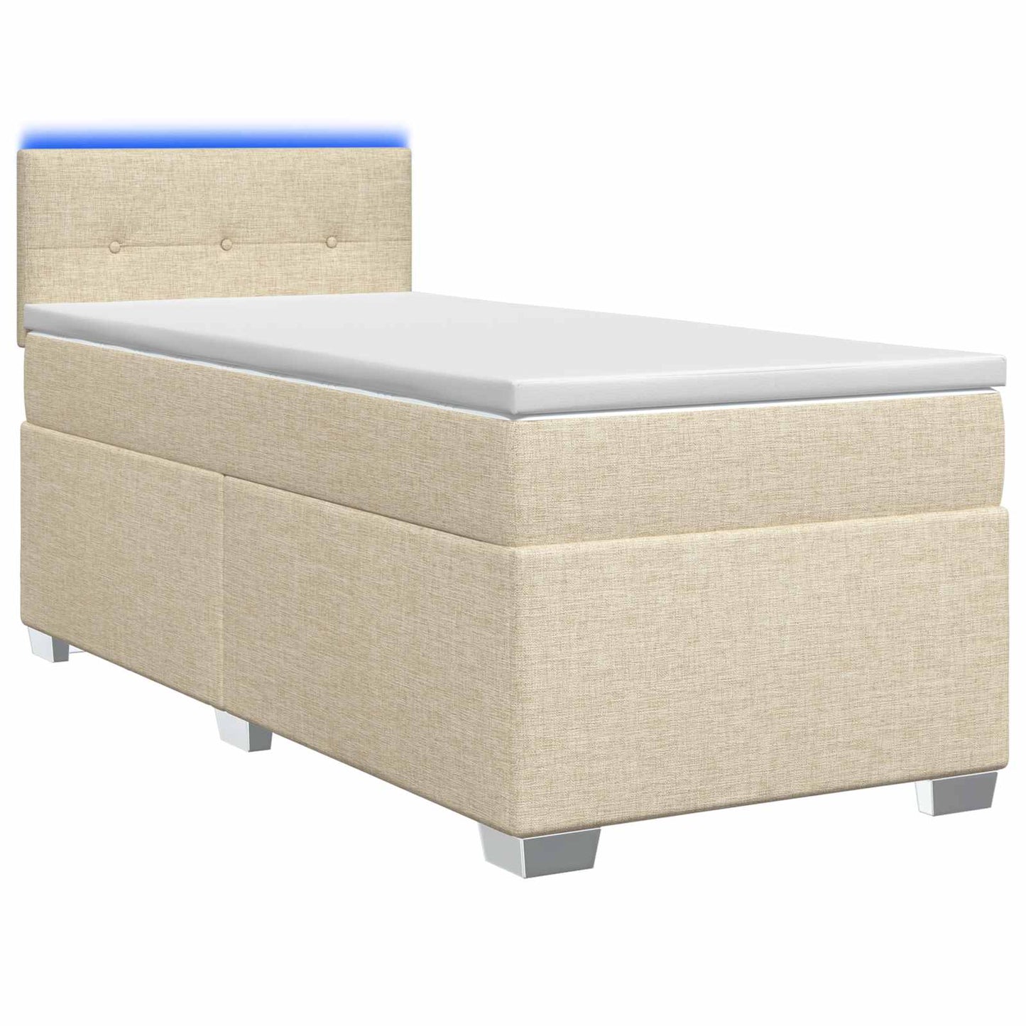 Boxspringbett mit Matratze und LED Creme 100 x 200 cm Stoff