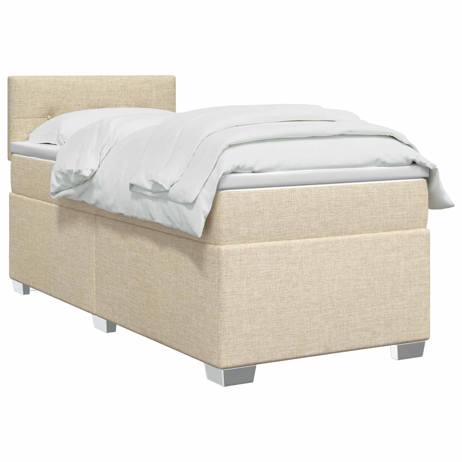 Boxspringbett mit Matratze und LED Creme 100 x 200 cm Stoff